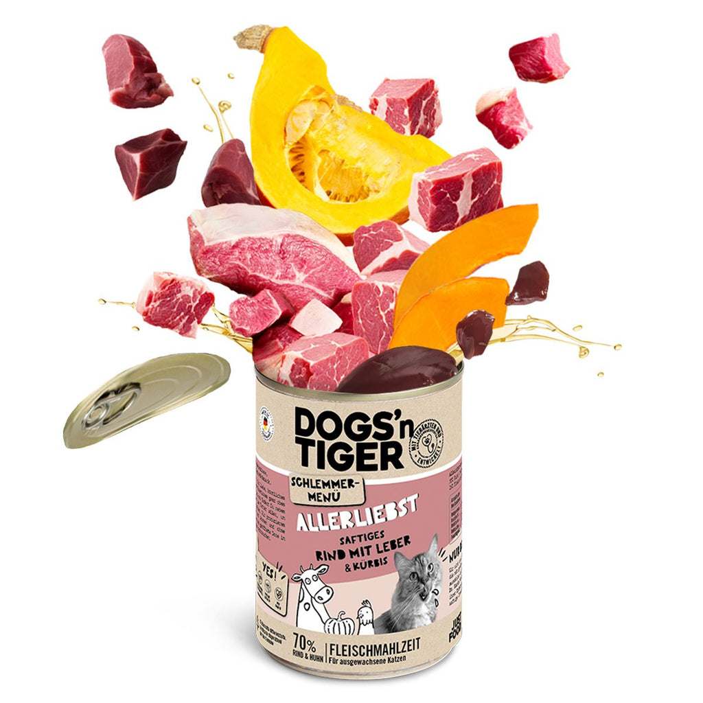 Dogs'n Tiger Graanvrij Natvoer Katten: Rundvlees & Kippenlever