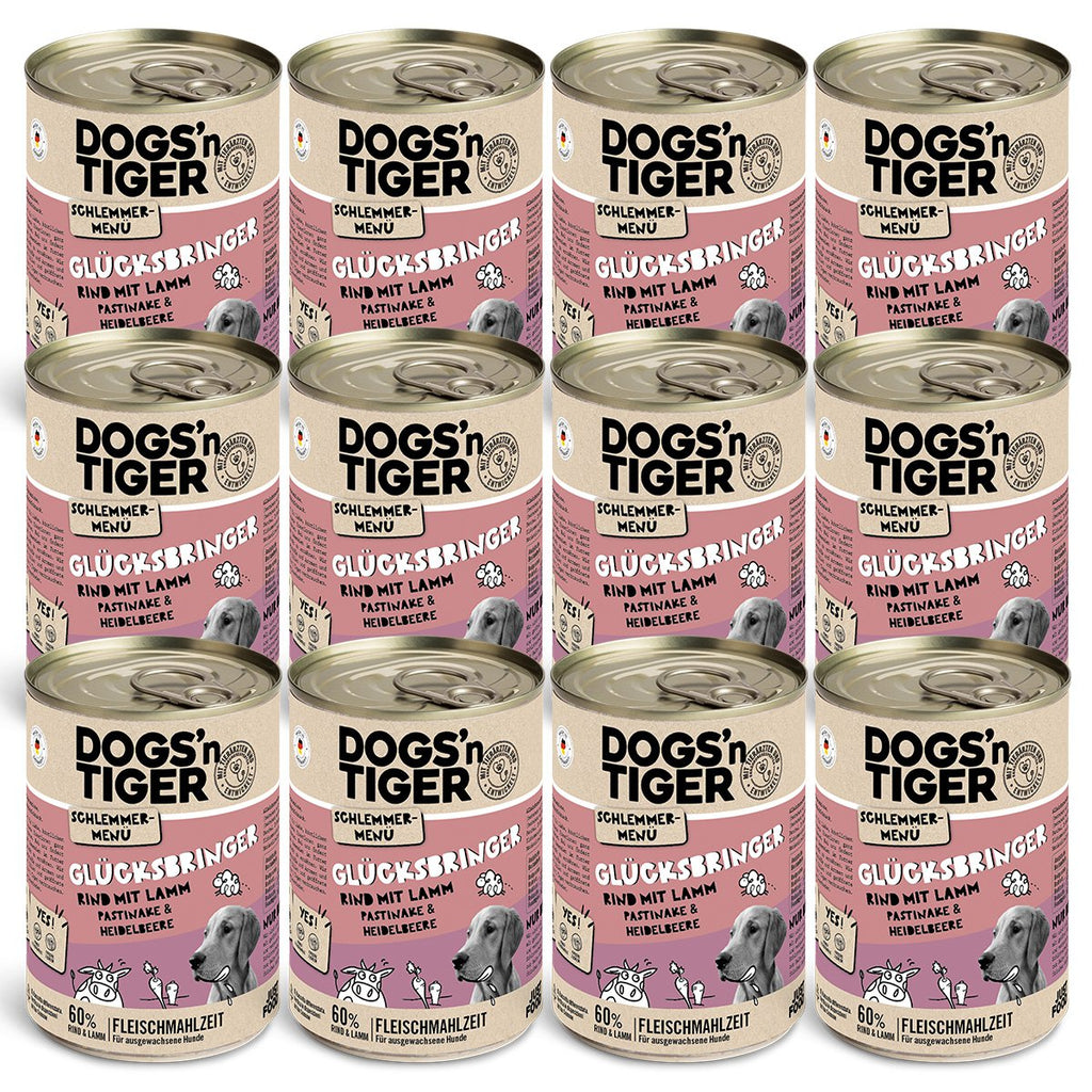 Dogs'n Tiger Volwassen Hondenvoer Natvoer: Rund & Lam met Bosbessen