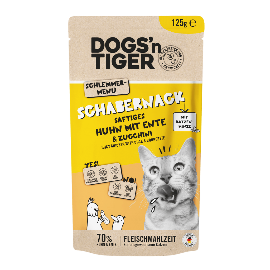 Dogs'n Tiger Graanvrij Natvoer voor Katten met Kip, Eend & Courgette