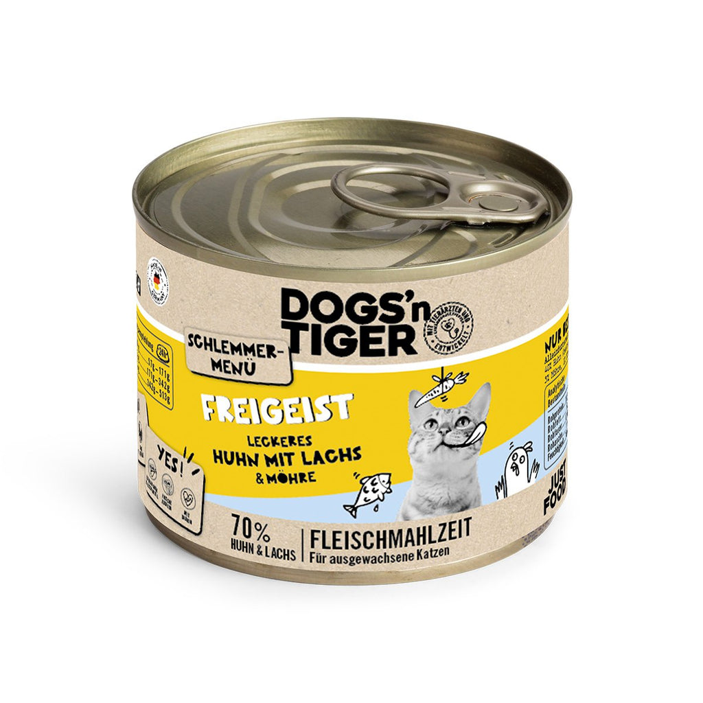 Dogs'n Tiger Graanvrij Natvoer voor Katten met Kip, Zalm & Wortel