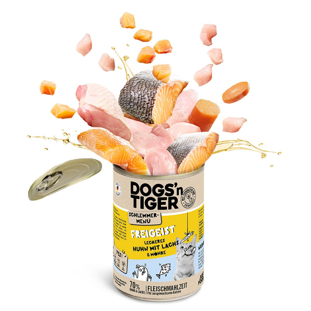 Dogs'n Tiger Graanvrij Natvoer voor Katten met Kip, Zalm & Wortel