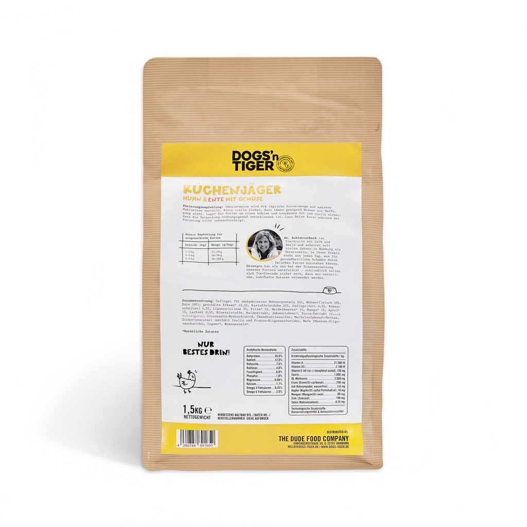 Dogs'n Tiger Graanvrij Droogvoer voor Volwassen & Senior Katten met gevogelte