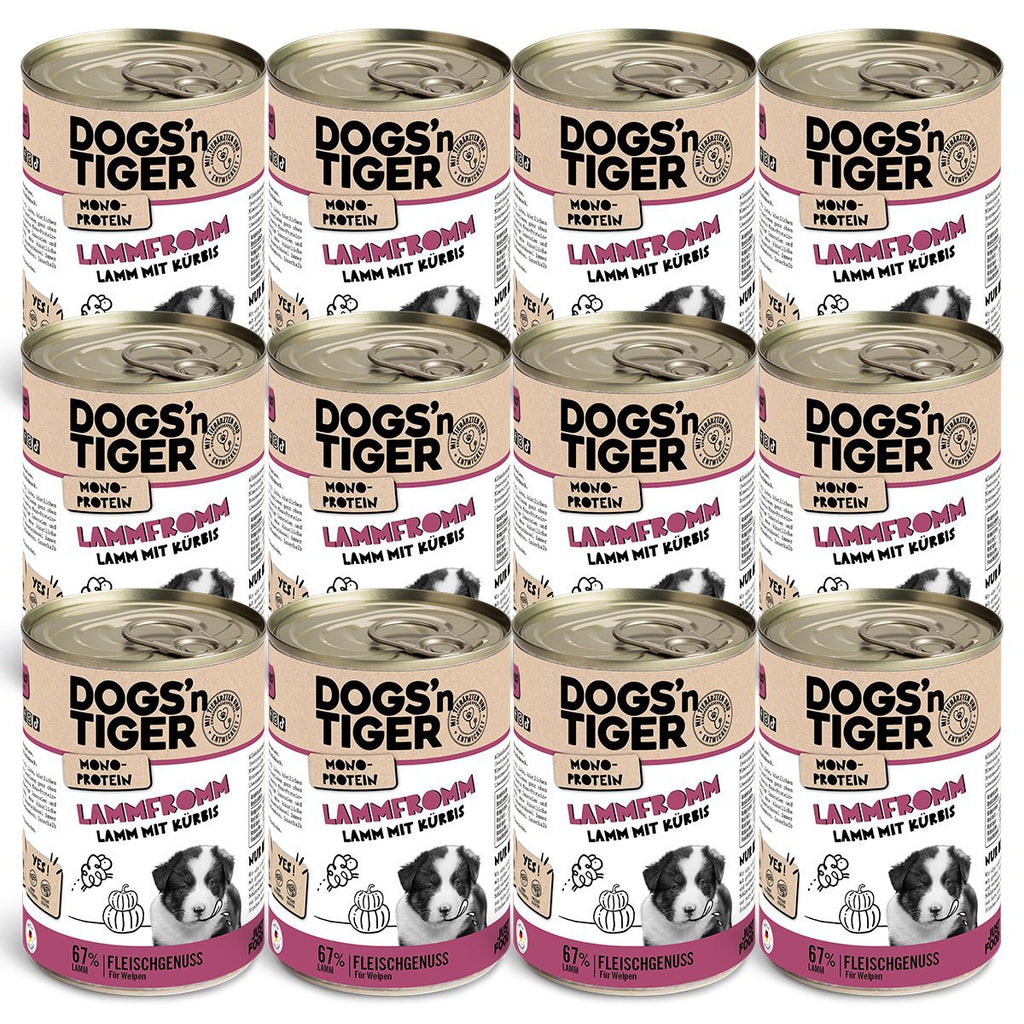 Dogs'n Tiger Puppy Natvoer Monoproteïne met Lam & Pompoen