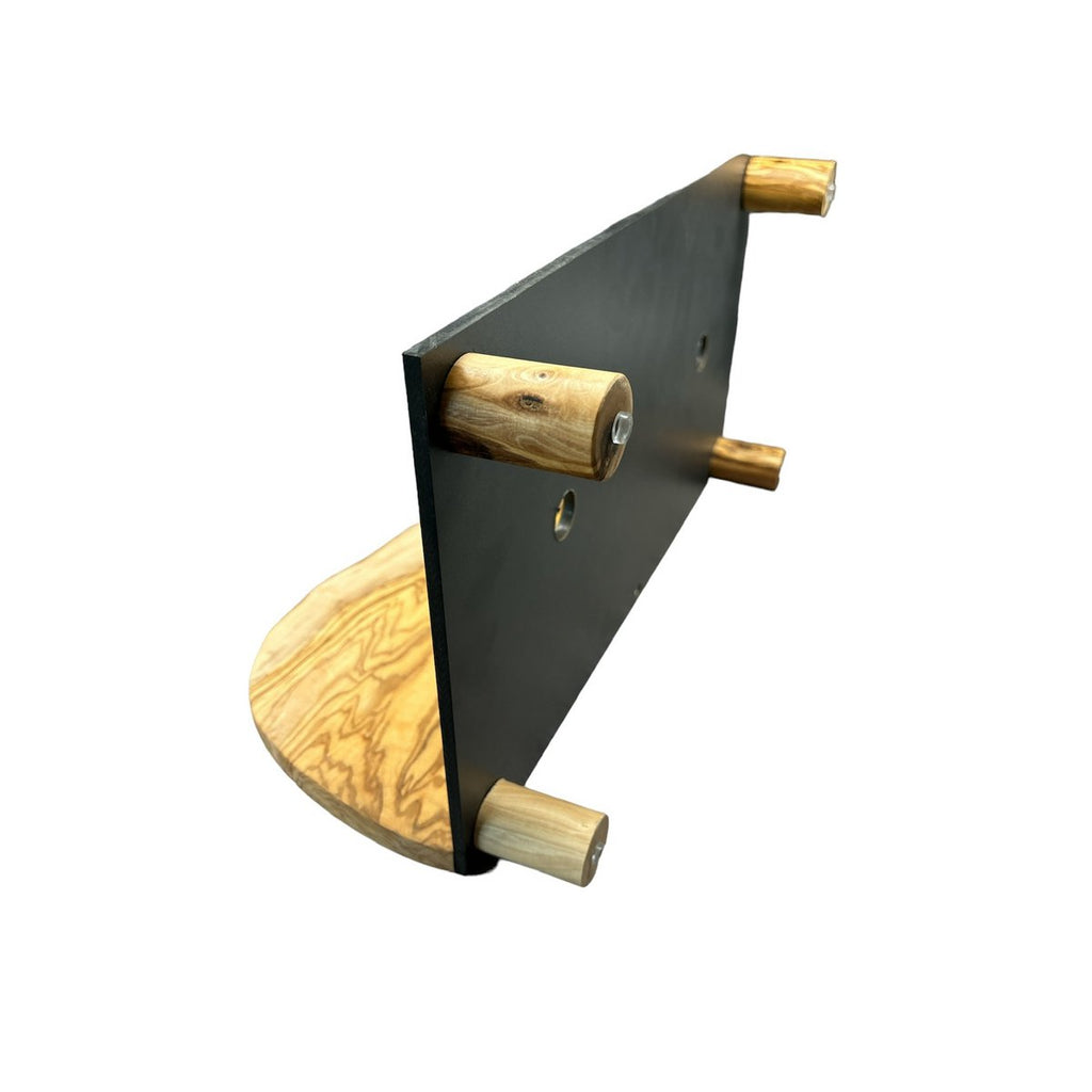 MOUNTAIN voerstation, 2x 1,5 liter, ronde poten, olijfhout