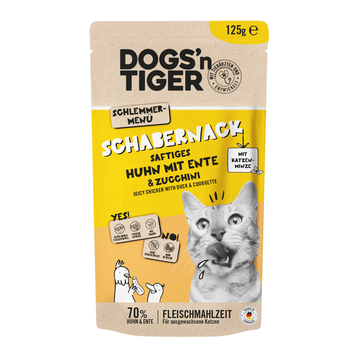Dogs'n Tiger Natvoer Katten: Kip, Eend & Courgette