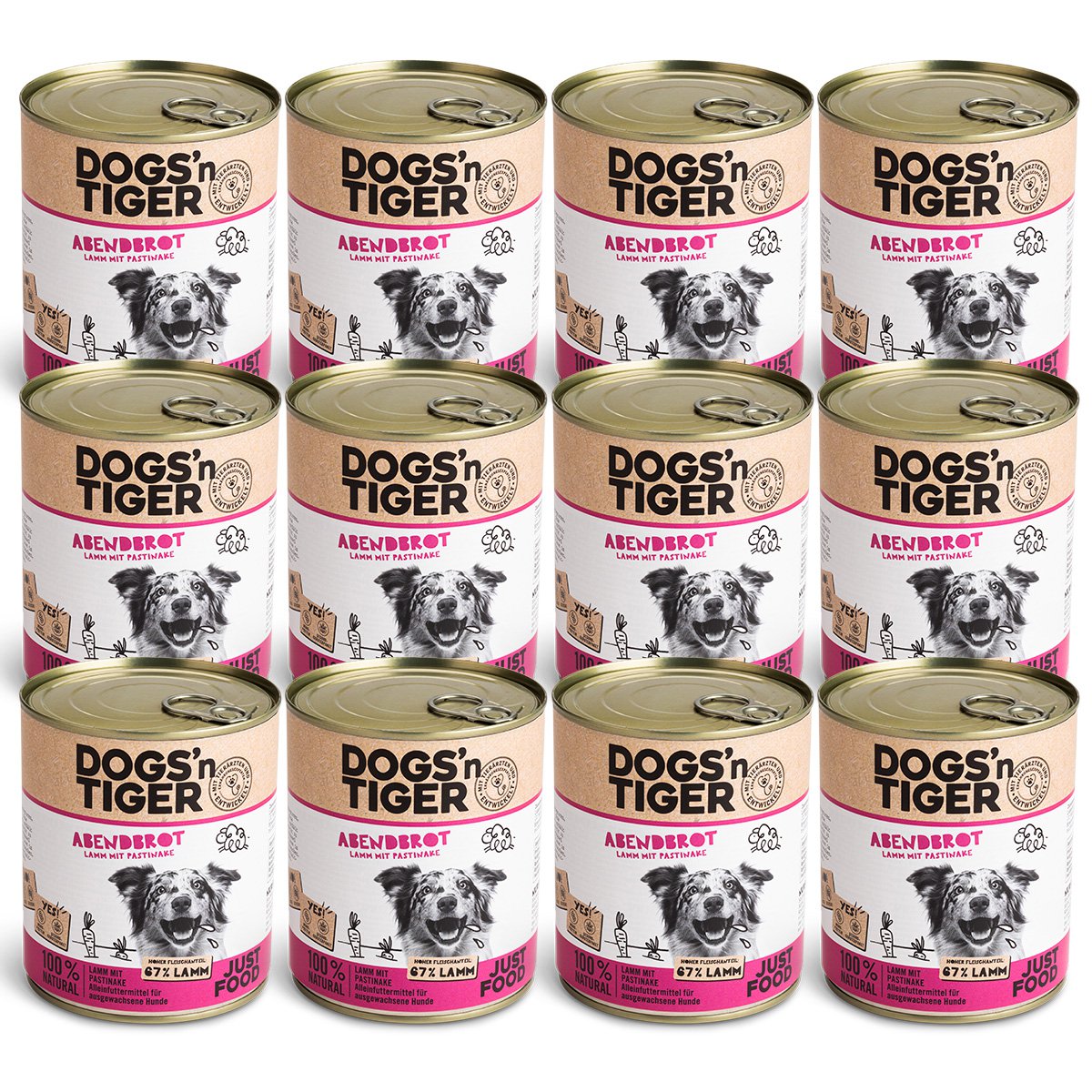 Dogs'n Tiger Graanvrij Natvoer Honden: Lam & Pastinaak