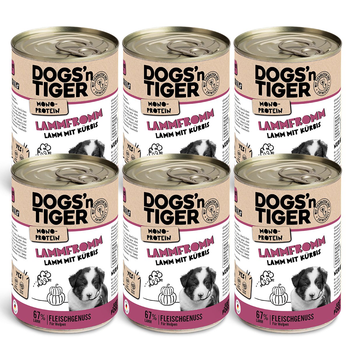 Dogs'n Tiger Puppy Natvoer: Lam & Pompoen