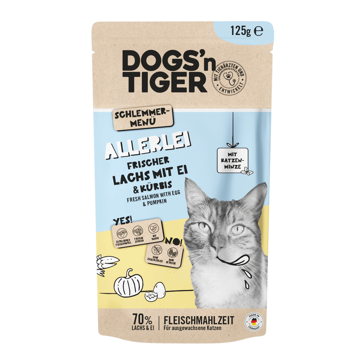 Dogs'n Tiger Kattenvoer: Zalm met Ei en Pompoen
